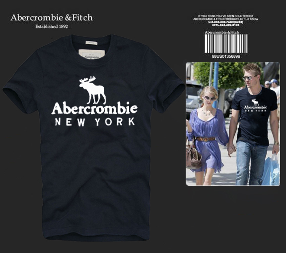 Abercrombie Fitch Hombres De Cuello Redondo Con Gente Fotos Corto Remera AF5719